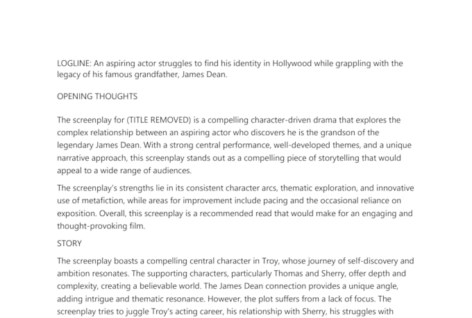 provide professional industry standard script coverage